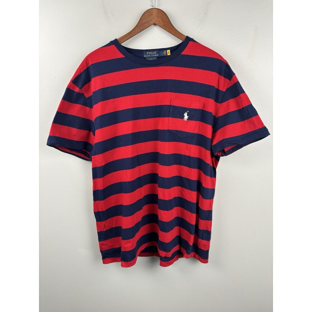 Polo Ralph Lauren Classic Fit Striped Pocket T-Shirt With Pony Large American